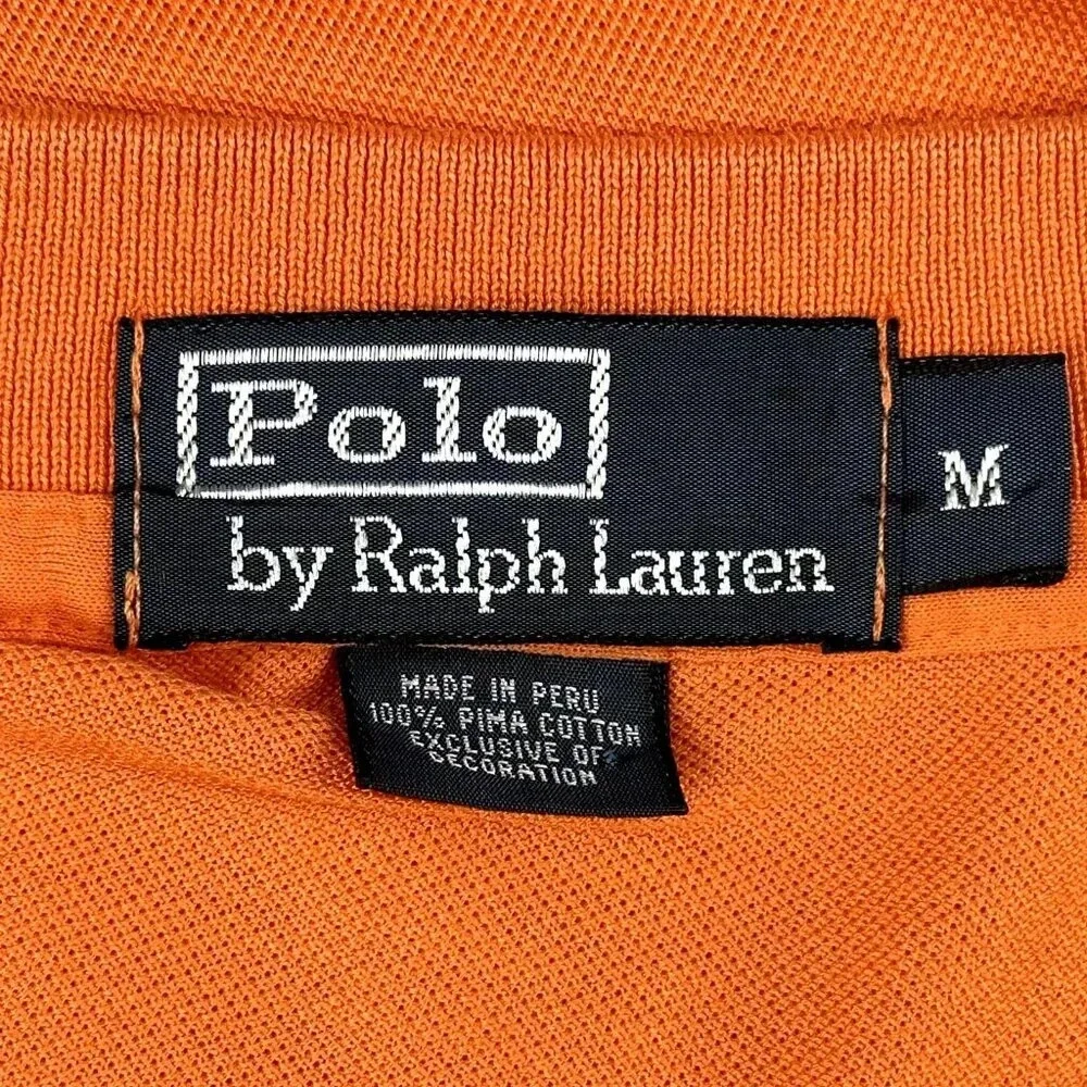 Polo Ralph Lauren Polo Mens Medium M Orange Short Sleeve Shirt‎ Embroidered Pony